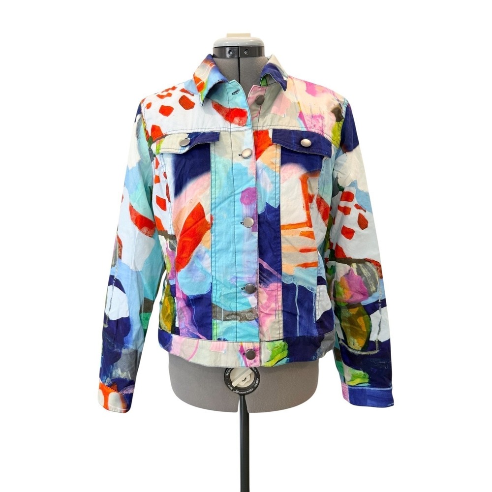 Claire Desjardins Abstract Art Jacket Cotton Wearable Art Resortwear Medium - Picture 3 of 9